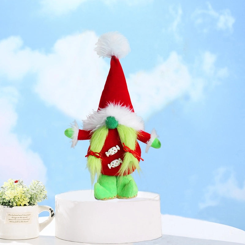 Faceless Green-Haired Monster Elf Doll Standing Figurine Cute Dwarf Decoration|Home Decor Collectibles