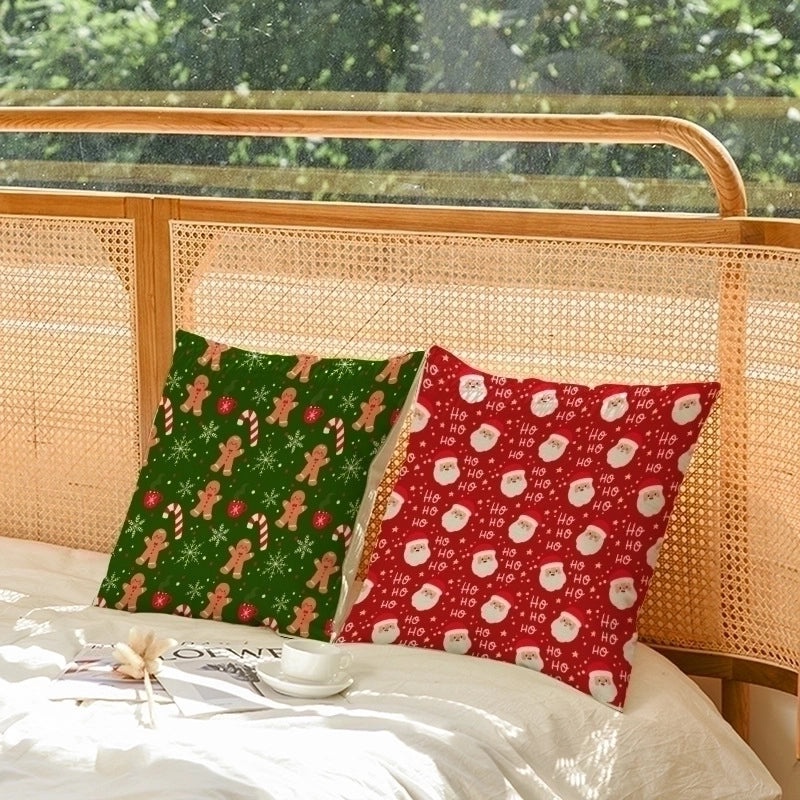 Festive Santa Snowman Linen Pillow Covers for Couch Sofa Holiday Home Decor | Home Decor & Pillows