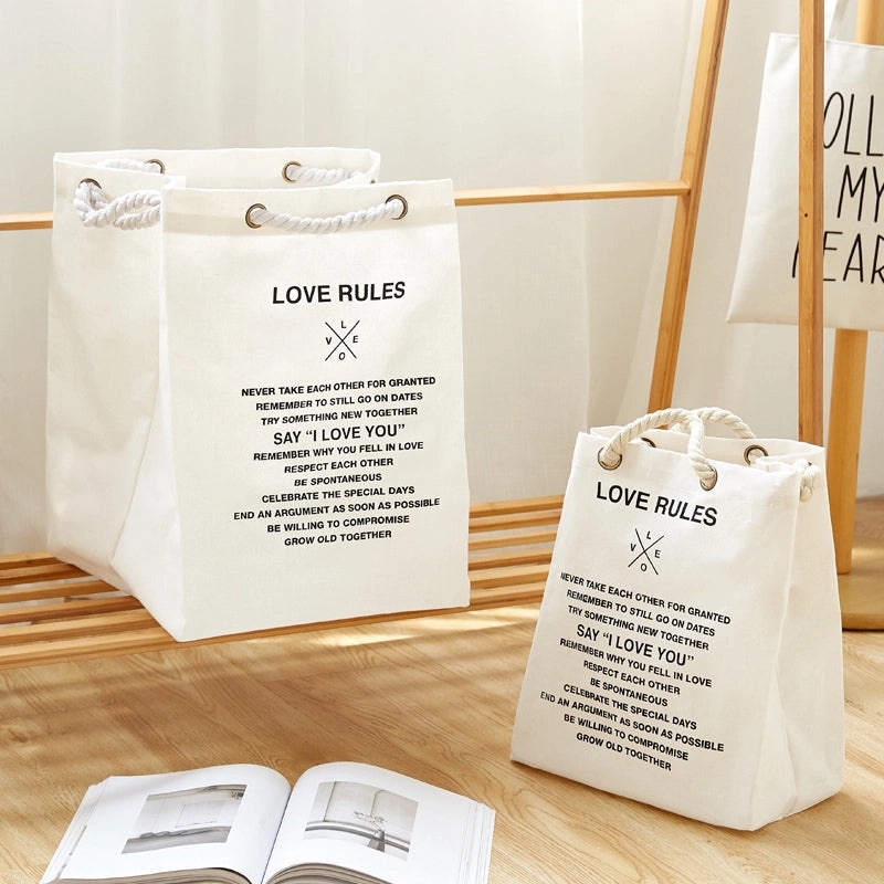 Cotton Rope Large Tote Bag with Printed Letters | Accessories & Bags