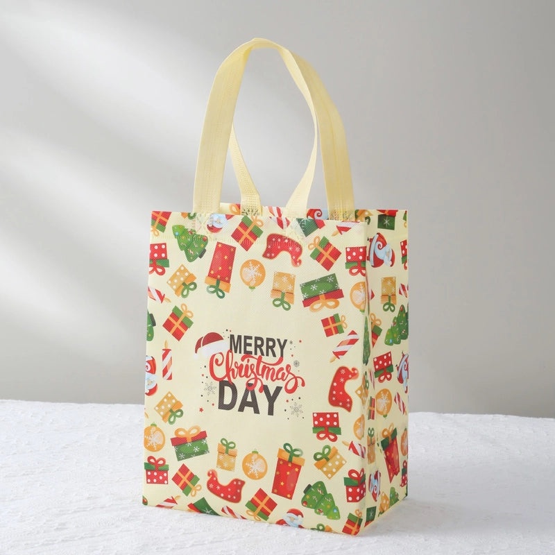 Festive Christmas Tree and Santa Claus Nonwoven Gift Bags for Party Favors|Holiday Party Supplies