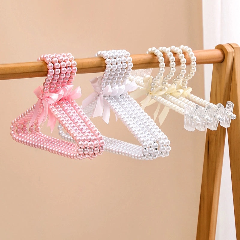 European Pearl Bowknot Children's Clothes Hanger with Pearl Pants Clips|Home & Living > Storage & Organization > Clothes Hangers