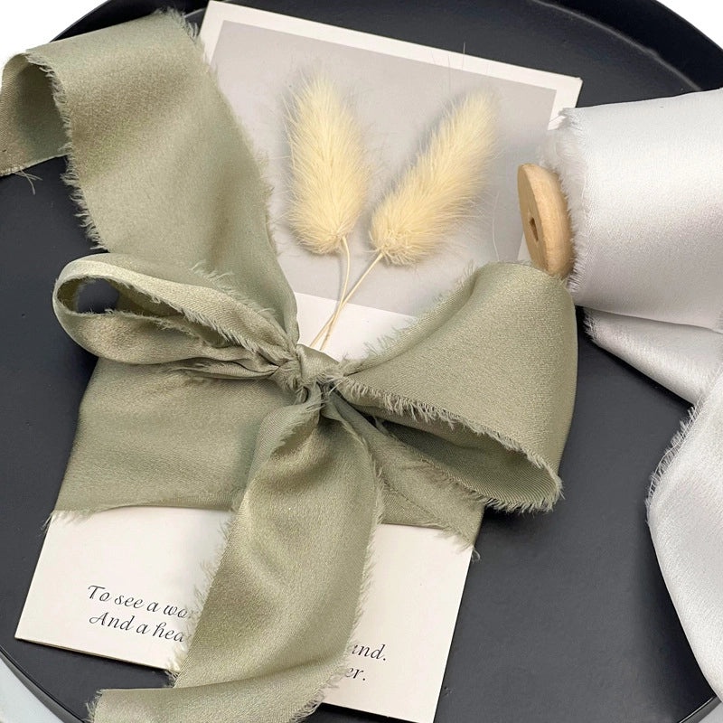 Soft Satin Hand-Torn Burlap Ribbon for Hair Flowers and Christmas Decoration|Craft Supplies & Ribbons