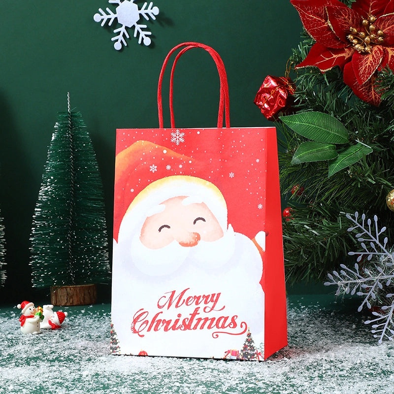 Christmas Cute Santa Claus Christmas Tree Kraft Paper Gift Bags for Party Festival Wrapping|Gift Wrapping Supplies
