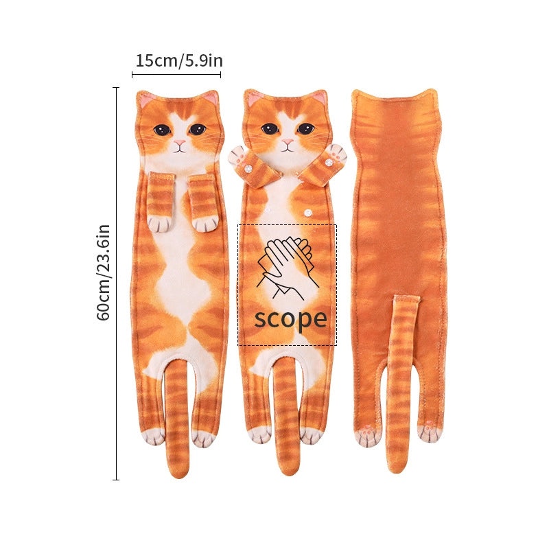 Minimalist Cat Design Microfiber Towels for Home Use|Home & Living Towels