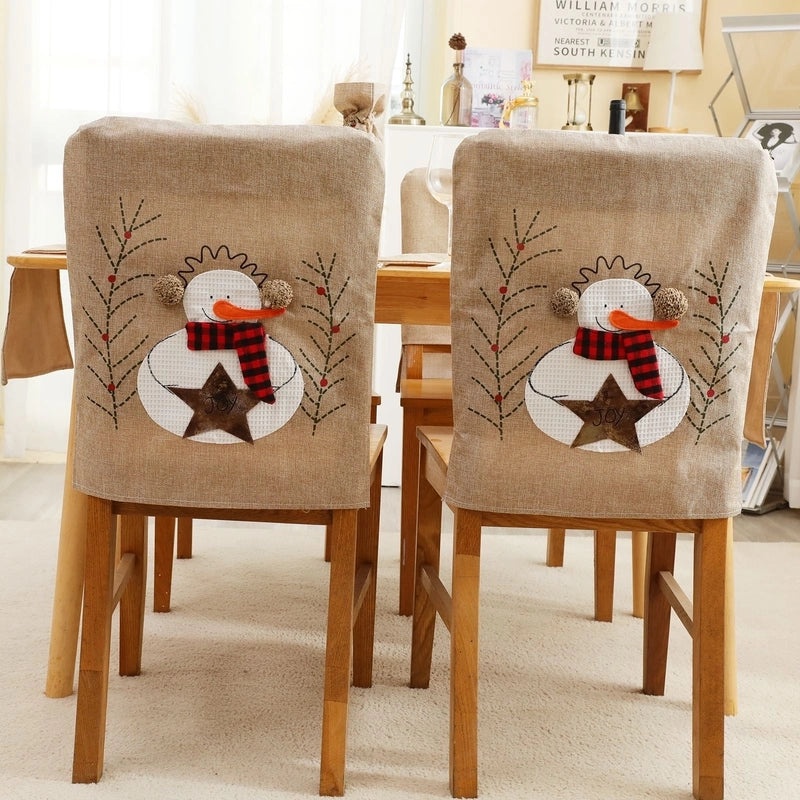 Festive Snowman Tablecloth and Chair Cover Set for Christmas Party Decor|Holiday Party Supplies