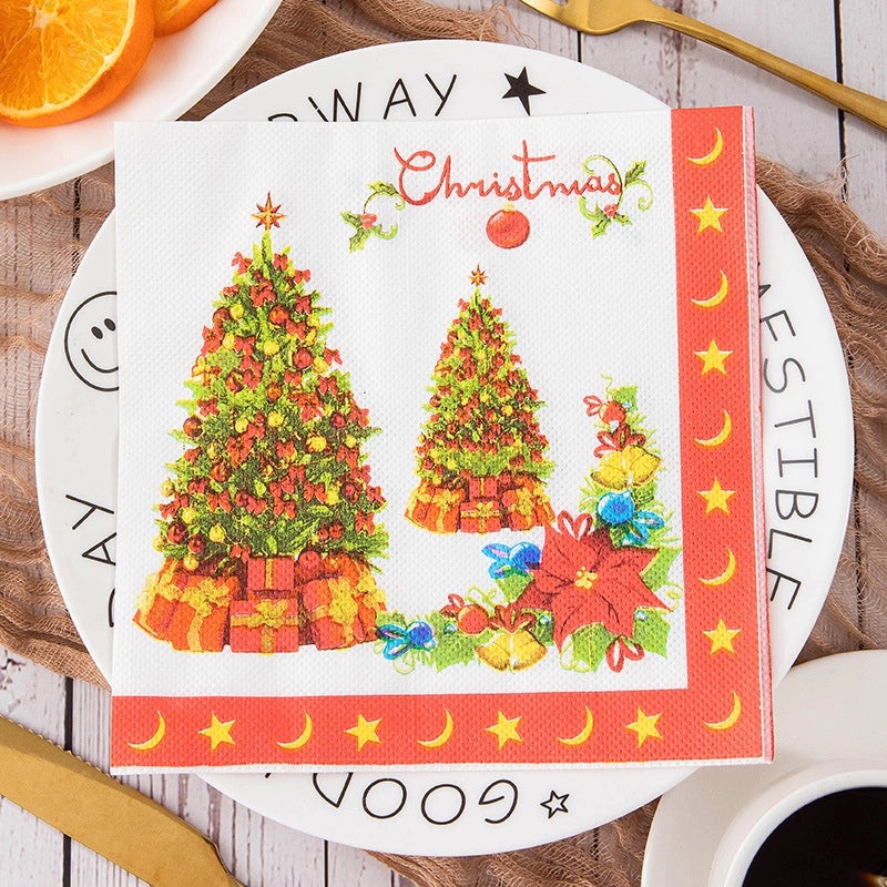 Christmas Nordic Classic Christmas Tree Letter Snowman Wood Pulp Tableware Set|Home & Kitchen Tableware