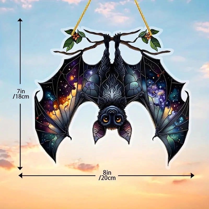 Modern Acrylic Bat Window Hanging Decoration Stained Glass Style Multifunctional Halloween Ornament|Home Decor