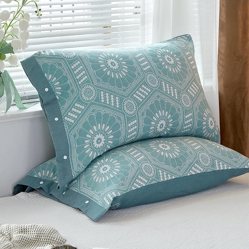 Summer Cotton Gauze Pillowcase with Snaps One Pack 40x60cm & Latex Pillowcase 48x74cm | Home Textiles