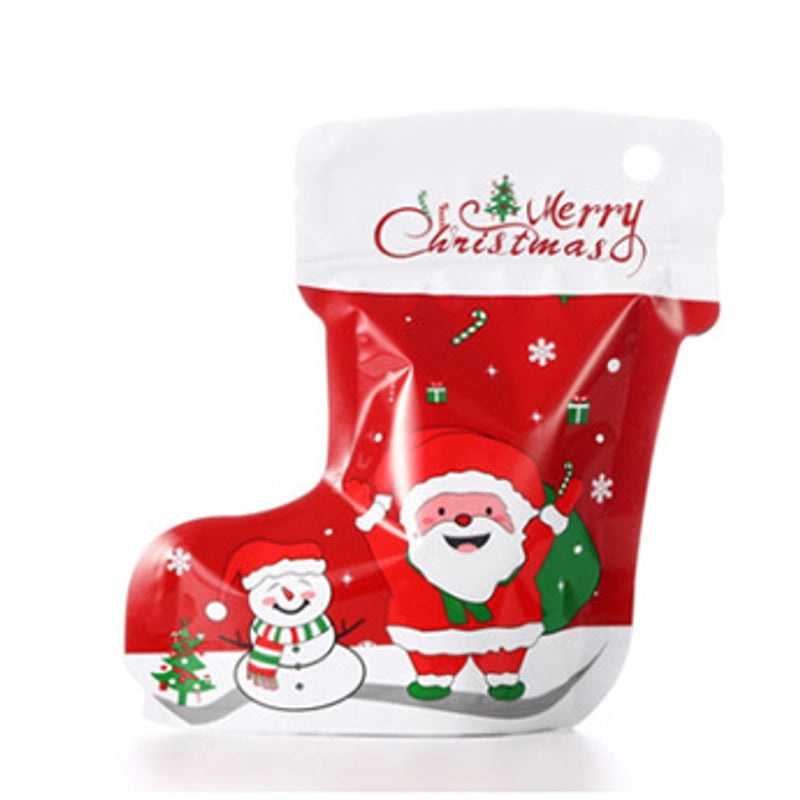 Christmas Socks Gift Packaging Bag Self-sealing Plastic Stand-up Bag for Jewelry Holiday Packaging|Packaging & Storage