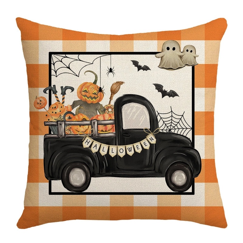 Minimalist Halloween Pumpkin Letter Linen Pillow Covers for Couch Sofa Decor | Home Decor & Pillows