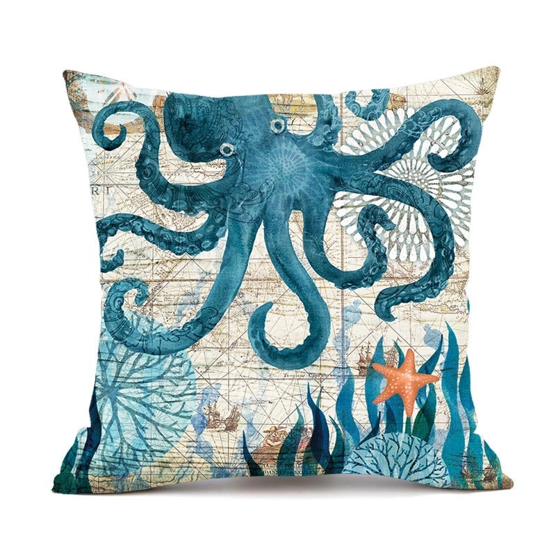 Vintage Ocean Animal Print Pillow Covers|Home Decor & Bedding