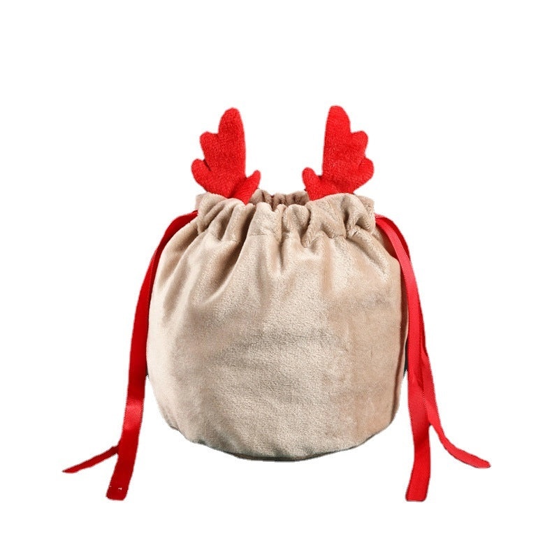 Christmas Reindeer Antlers Flannel Gift Bags for Streetwear Holiday Parties|Holiday Gift Bags