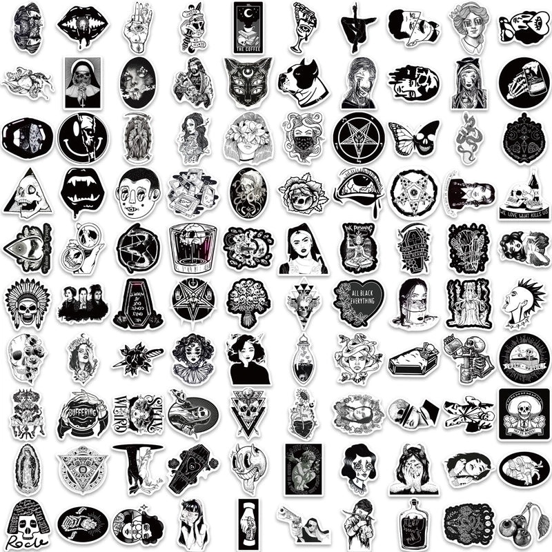 200 Dark Goth Graffiti Stickers Waterproof No Glue Needed for Luggage Guitar DIY Hot Pack|Stickers & Decals