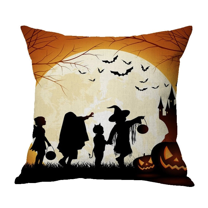 Halloween Punk Skull Linen Pillow Covers for Couch Sofa Decorative Throw Pillowcases|Home Decor & Pillows