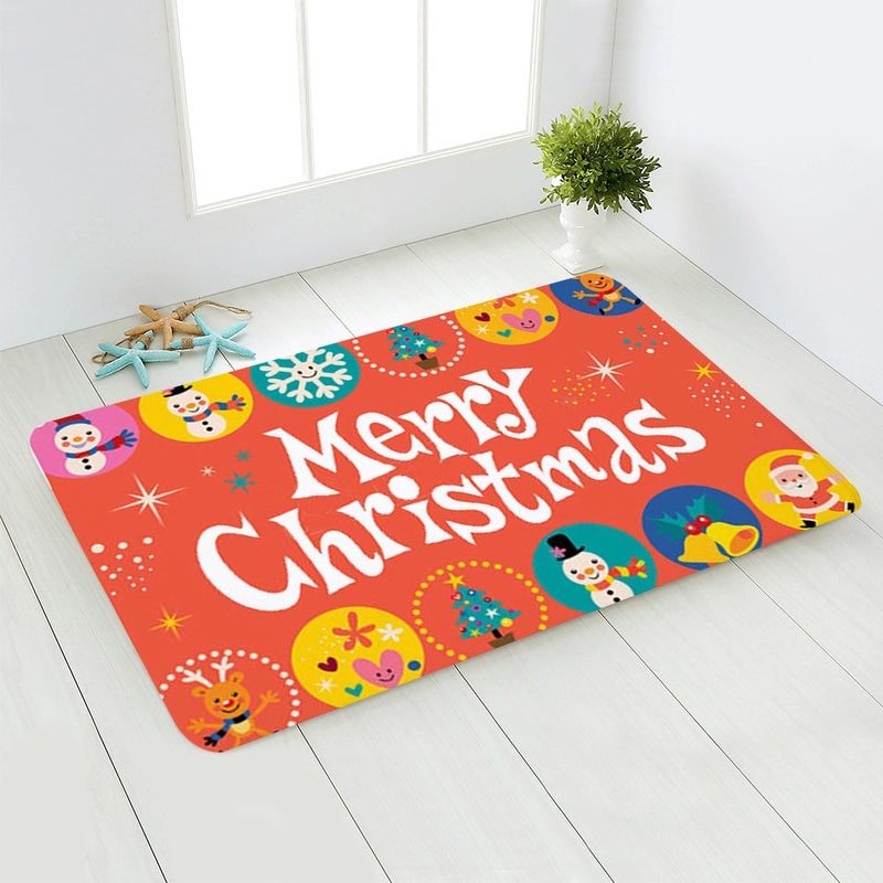 Holiday Santa Snowman Flannel Floor Mat Cozy Christmas Decor|Home & Living/Seasonal Decorations