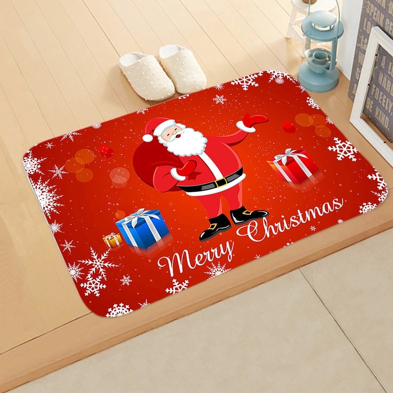 Festive Santa Claus Flannel Floor Mat for Holiday Decor|Home Decor