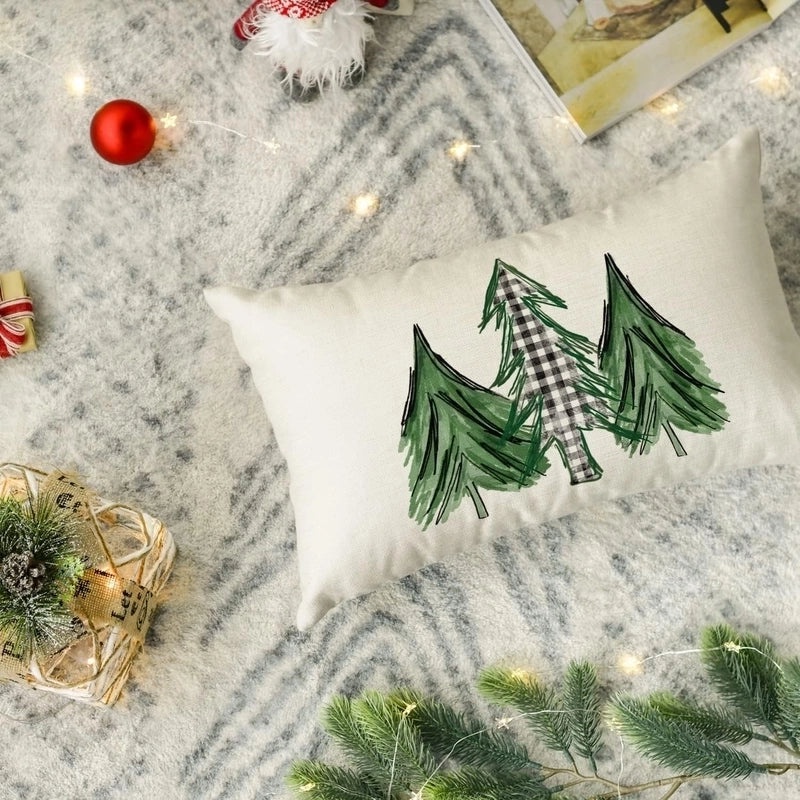 Christmas Holiday Linen Pillow Covers for Couch & Sofa | Home Decor