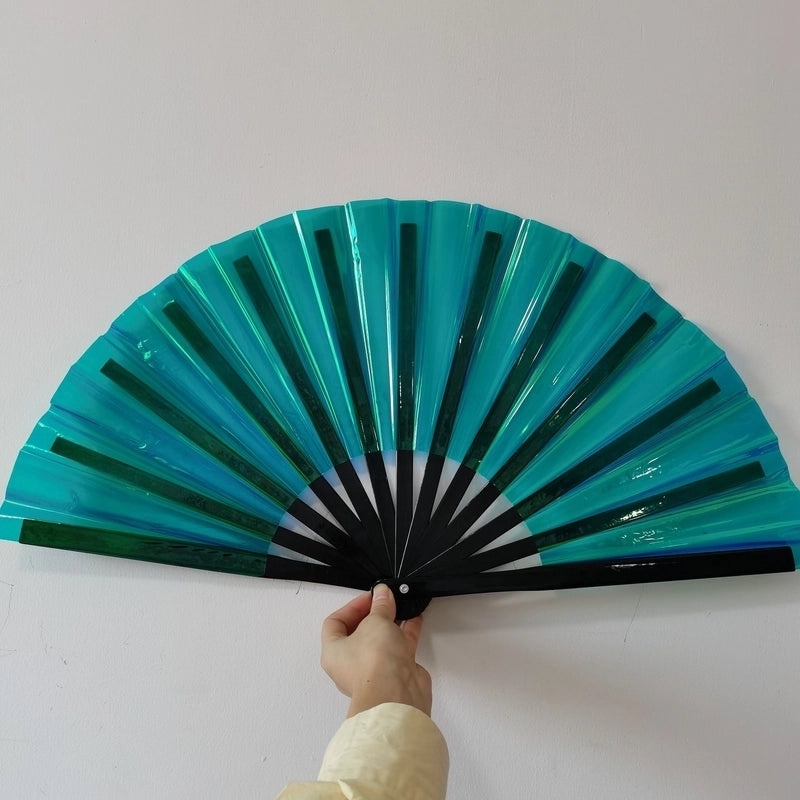 10-inch Solid Color Bamboo Folding Fan with Laser Pattern | Fashion Accessories Fan