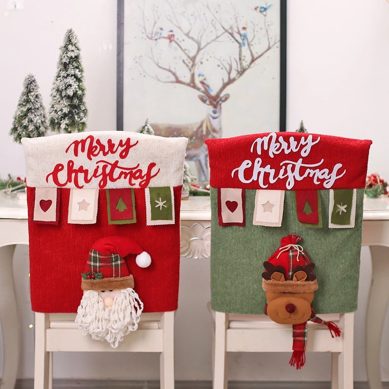 Festive Christmas Tree and Santa Claus Chair Cover for Indoor Holiday Party|Home Decor & Party Supplies
