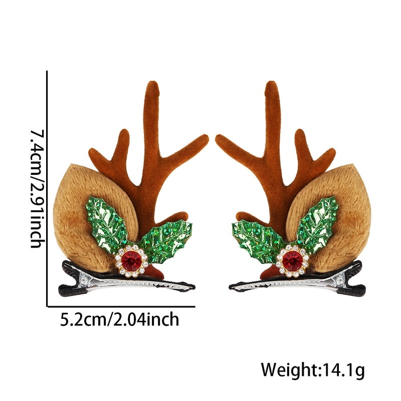 Festive Cartoon Reindeer Antler Hairpin Plastic Christmas Party Accessory|Holiday Party Accessories
