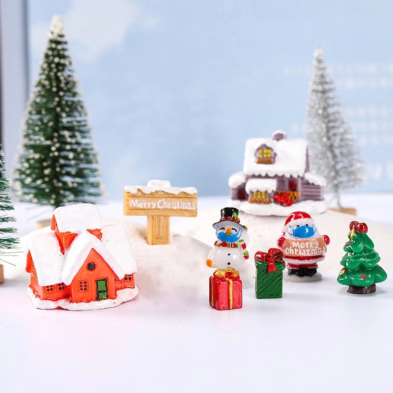 Festive Christmas Tree Santa Claus Snowman Resin Figurines for Indoor Home Decor|Holiday Decorations