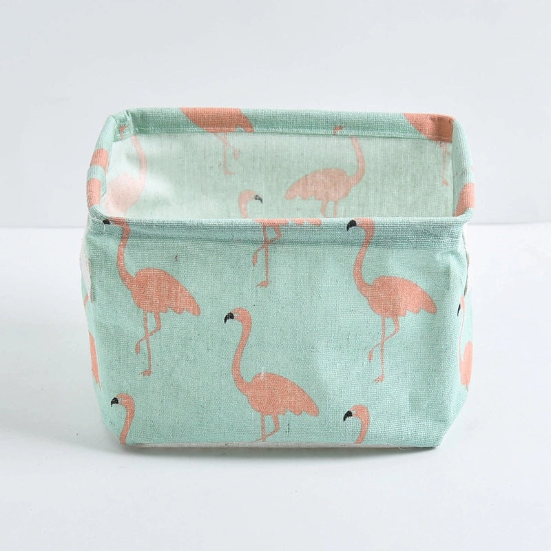 Foldable Cotton Linen Storage Basket for Cosmetics and Desktop Organizer|Home Storage & Organization