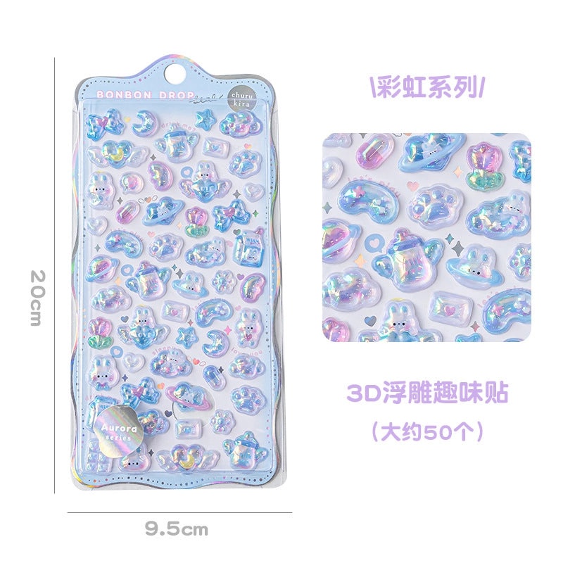 School Graduation Cartoon Epoxy Resin Stickers Set of 2|School Supplies & Stationery