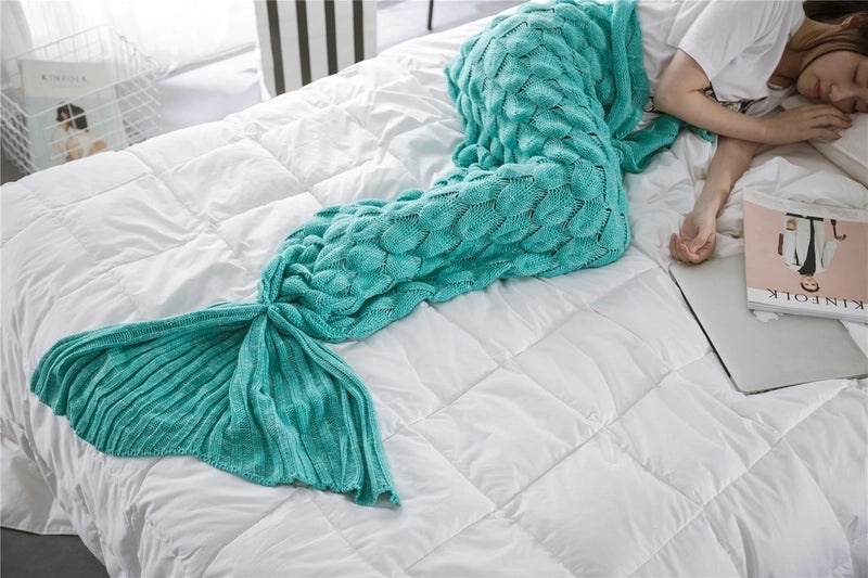 Solid Color Mermaid Acrylic Throw Blanket|Home & Living > Bedding > Throws & Blankets