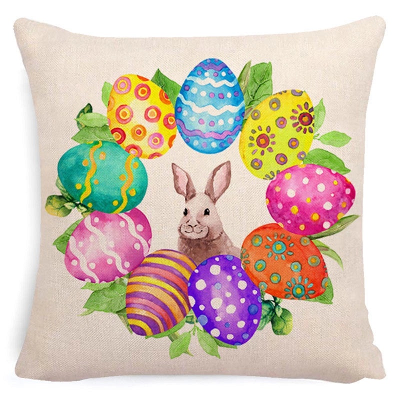 Easter Minimalist Rabbit Linen Throw Pillow Cover for Couch Sofa Decor|Home Decor & Pillows