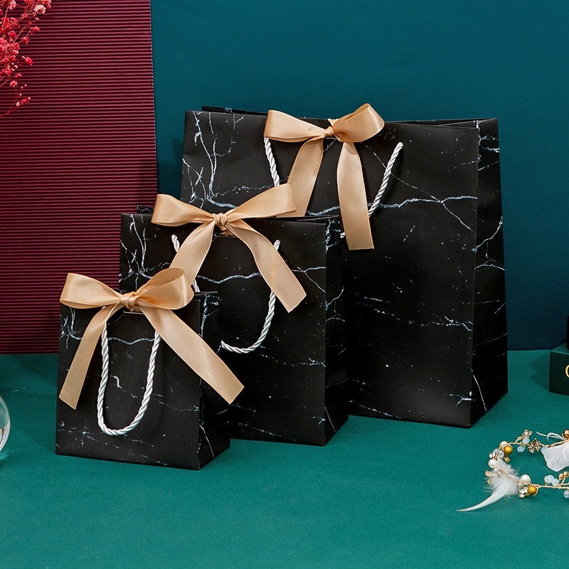 Black Marble Printed Tote Bag with Logo for Shopping, Gift, and Packaging | Accessories & Bags