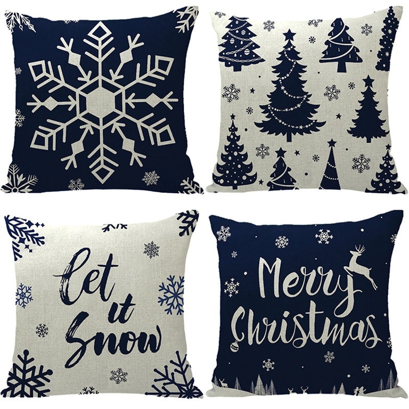 Winter Snowflake and Elk Linen Pillow Covers|Home Decor Pillows