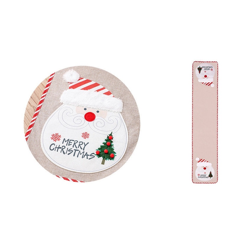 Festive Snowman Linen Insulated Placemat for Christmas Dinner|Dining Table Accessories