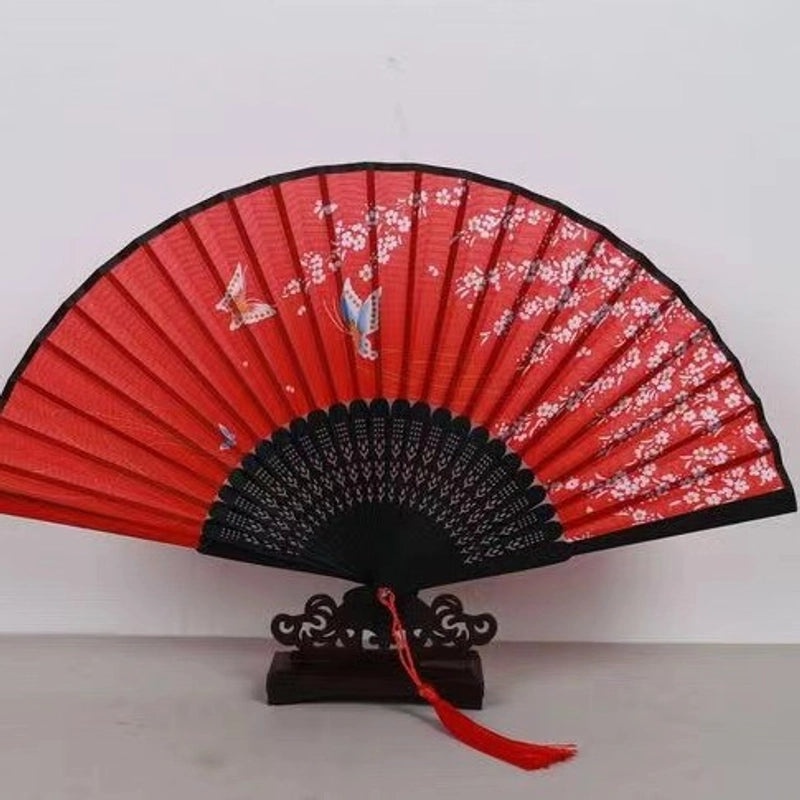 Elegant Chinoiserie Floral Bamboo Fans with Classic Heating Design | Home Decor Fans