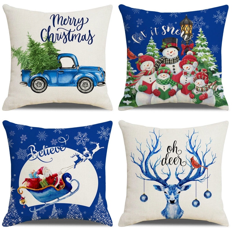 Christmas Holiday Pillow Cover Set for Sofa Home Decor|Home Decor & Living Room Accessories