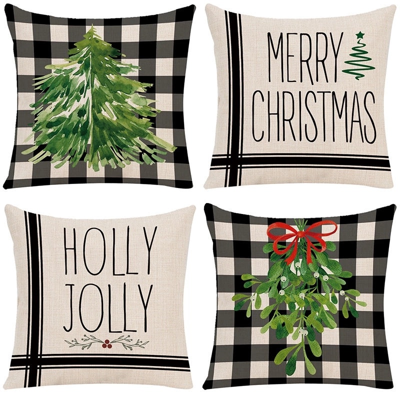 Christmas Tree and Elk Print Polyester Pillow Covers|Home Decor Pillows