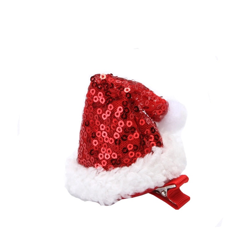 Red Sequin Mini Hat Hairpin with Veil for Christmas Party|Hair Accessories