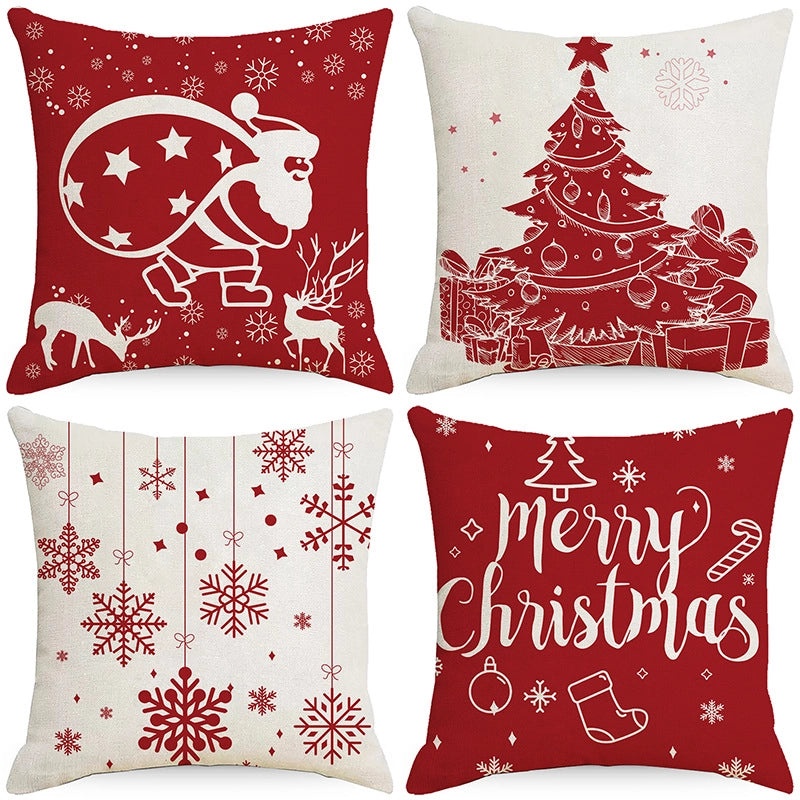 Festive Christmas Stripe Snowflake Pillow Covers | Home Decor & Living Room Accessories