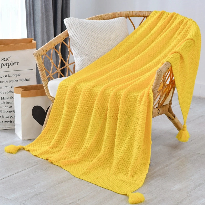 Cozy Solid Color Acrylic Polyester Throw Blanket | Home Textiles & Bedding