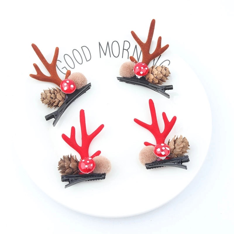 Festive Reindeer Antler Hair Clip for Christmas | Holiday Hair Accessories