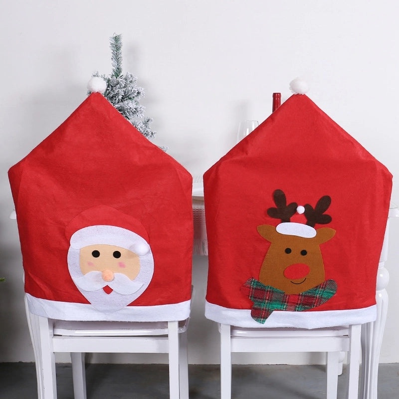 Cute Christmas Santa Hat Chair Cover | Holiday Decorations