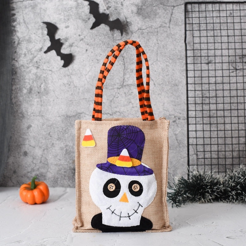 Cute Halloween Pattern Linen Party Gift Bags for Trick or Treat|Halloween Party Supplies