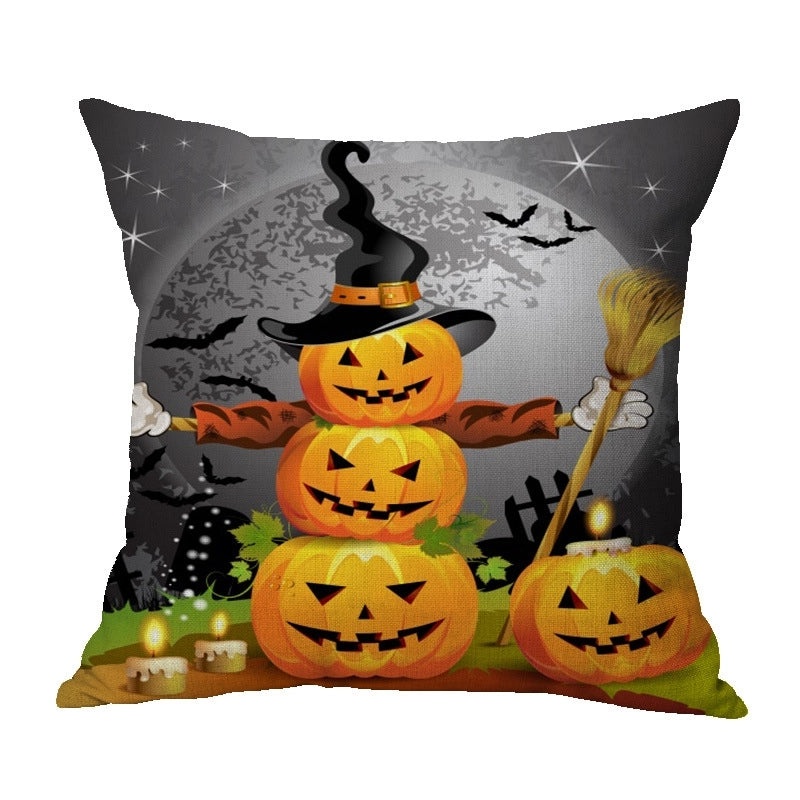 Halloween Punk Skull Linen Pillow Covers for Couch Sofa Decorative Throw Pillowcases|Home Decor & Pillows