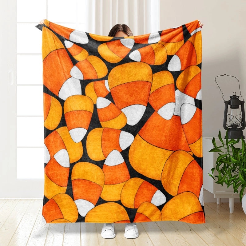 Halloween Cozy Pumpkin Bat Ghost Polyester Throw Blanket | Home Decor & Blankets