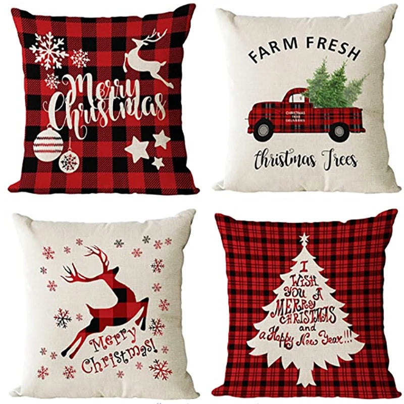 Christmas Geometric Snowflake Cartoon Cushion Cover for Couch Sofa | Home Decor & Cushions