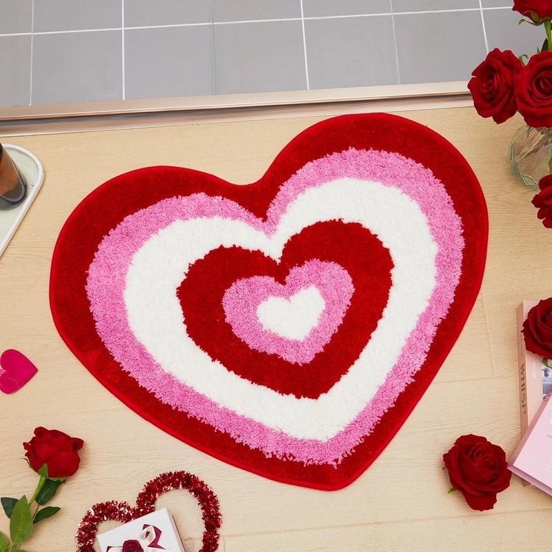 Valentine's Day Casual Elegant Heart Letter Shaped Polyester Bath Mat Rug|Home Decor & Bath Accessories