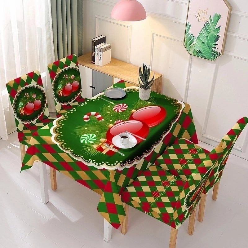 Festive Christmas Snowman Cartoon Blended Fabric Tablecloth and Chair Covers|Home Decor & Party Supplies