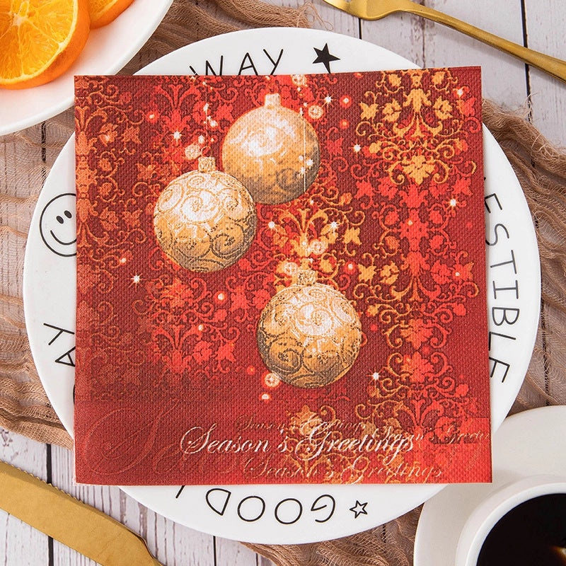 Christmas Nordic Classic Christmas Tree Letter Snowman Wood Pulp Tableware Set|Home & Kitchen Tableware