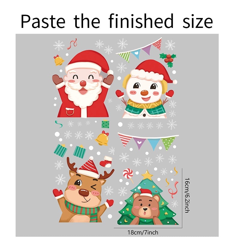 Festive Christmas Santa, Bear, and Elk PVC Window Stickers | Holiday Home Decor