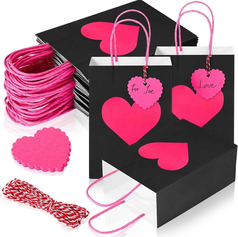 Valentine's Day Heart Shaped Minimalist Paper Gift Bags Set | Party Supplies