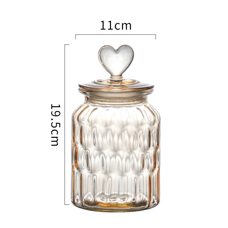 Red Heart Glass Storage Tank for Casual Use|Home Storage & Organization